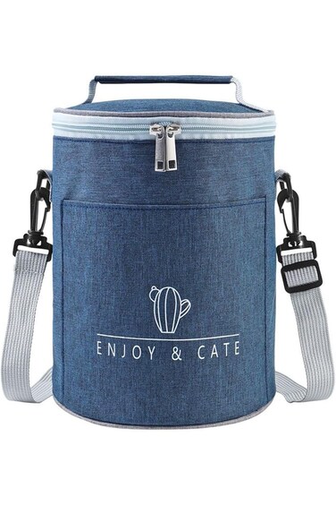 Yamibobo Large-Capacity Portable Insulated Lunch Bags Round Lunch Bag Fresh-Keeping Thickened Lunch