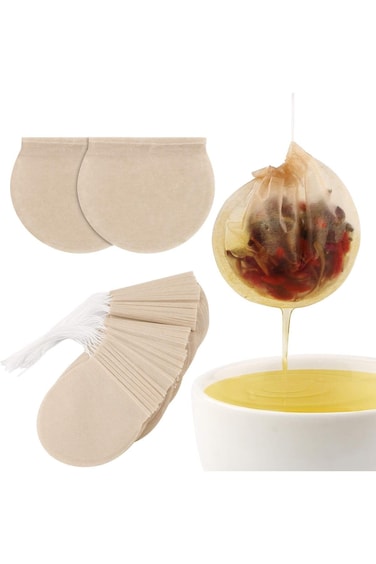 Oasisgalore Tea Strainer Bags, 300Pcs Disposable Empty Tea Bags, Paper, Round Shape, Beige