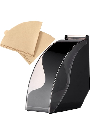 NOVOLAN Coffee Filter Paper Box, Acrylic Dustproof Coffee Bar Filter Storage Holder, Fits V-Shape &amp;