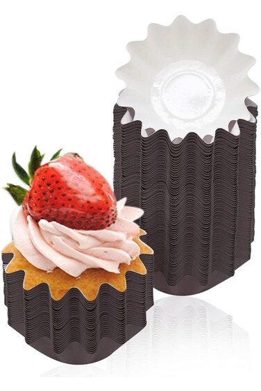 KASTWAVE Wave Cupcake Liners, 100 PCS Baking Cups Cupcake Liner Flared Brioche Standard Muffin Wrap