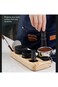 LJCM Coffee Tamping Station, Thick Wooden Coffee Tamper Holder Universal Rubber Pad for Hotel