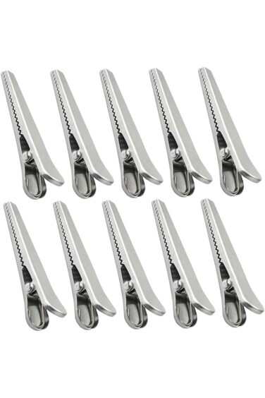 ALMEKAQUZ 10Pcs Stainless Steel Alligator Clips, Food Storage Bag Clips, Potato Chip Bag Clips, Bar
