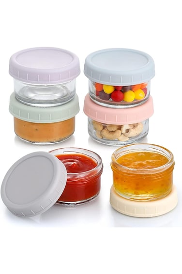 Andgogo 6 Pack Glass Salad Dressing Container To Go, Small Condiment Jars With Lids, Leakproof Reus