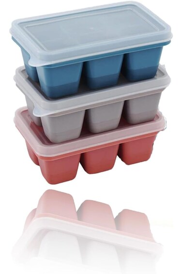 عبوة من 3 قوالب مكعبات ثلج صغيرة، قوالب سيليكون مرنة مع أغطية، قابلة لإعادة الاستخدام وسهلة الفك، للويسكي