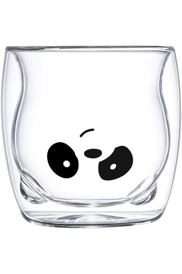 YelaJoy Glass Mug, Cute Double Layer Insulated Mug, Bear Tea Mug Coffee Mug, Transparent Insulated