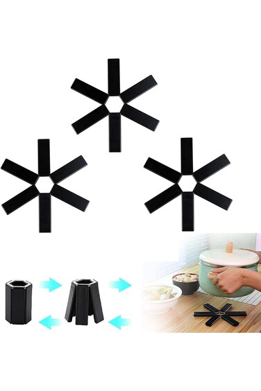 3 PCS Foldable Trivets for Heat Insulation Pad, Hot Pots, Pans, Hot Dishes, Kitchen Worktop Protect