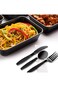 MT Products Black Individually Wrapped Plastic Cutlery Set - Disposable Heavy Weight Utensils - Pac