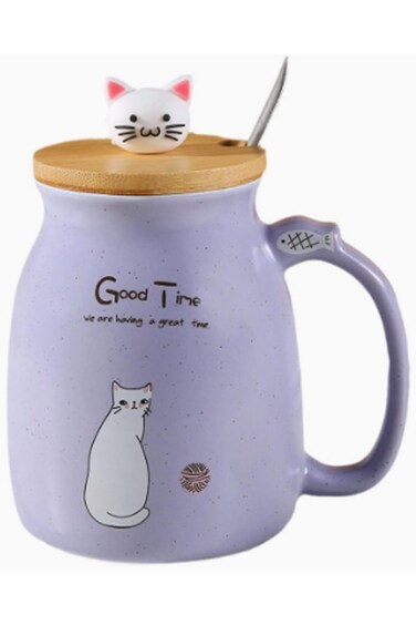 كوب شاي على شكل قطة من تزوييق، كوب قهوة سيراميك على شكل قطة، هدايا عيد ميلاد لطيفة ورائعة، للأمهات، للنساء