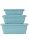 مجموعة صناديق تخزين بلاستيكية من لوازم - 3 قطع باللون الأزرق - خالية من مادة BPA، متعددة الأحجام لتخزين الطعام