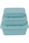 مجموعة صناديق تخزين بلاستيكية من لوازم - 3 قطع باللون الأزرق - خالية من مادة BPA، متعددة الأحجام لتخزين الطعام