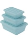 مجموعة صناديق تخزين بلاستيكية من لوازم - 3 قطع باللون الأزرق - خالية من مادة BPA، متعددة الأحجام لتخزين الطعام