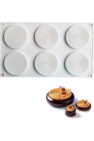 3D Silicone Tourbillon Mousse Mould, Reusable Non-Stick Chocolate &amp; Dessert Mold for Pastry, Cupcak