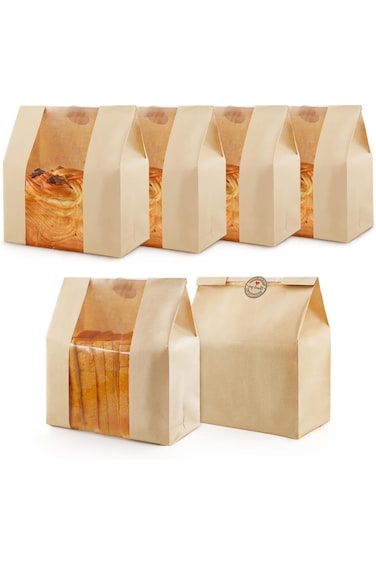 60 pcs Paper Bread Bags for Homemade Bread, Paper Bakery Bag for Baked Food Packaging Storage, Larg