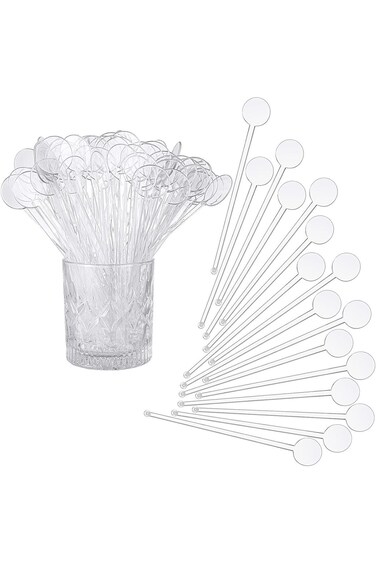 TERRIFI 240 قطعة من أعواد التحريك مقاس 7 بوصات، أعواد تحريك بلاستيكية للاستخدام مرة واحدة مع سطح شفاف للخلط