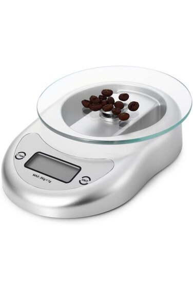 ميزان مطبخ رقمي إلكتروني بشاشة LCD من eWINNER H9606S مصنوع من الزجاج المقوى، سعة 5 كجم/1 جم