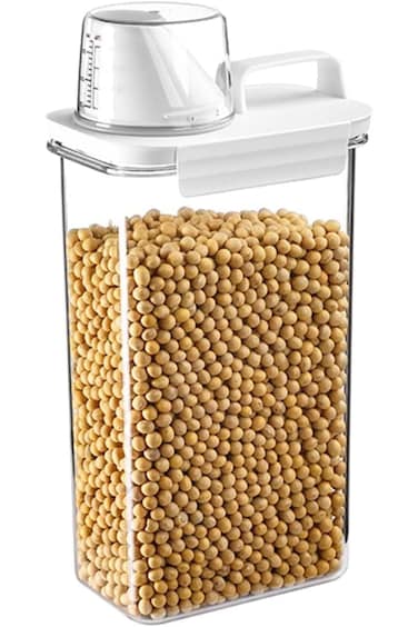 Nymmoata Rice Storage Container, Food Storage Containers with Lids Airtight and Measuring Cup Clear