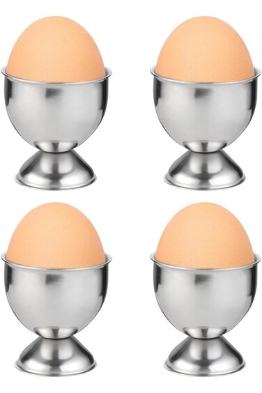 Silver Stainless Steel Egg Cups Set of 4, Breakfast Tray Egg Cup Holder, Stainless Steel Egg Holder