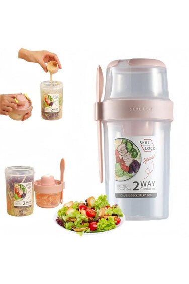 Salad Meal Shaker Cup Overnight Oats Containers with Spoon and Lid, Breakfast On The Go Cups, Porta