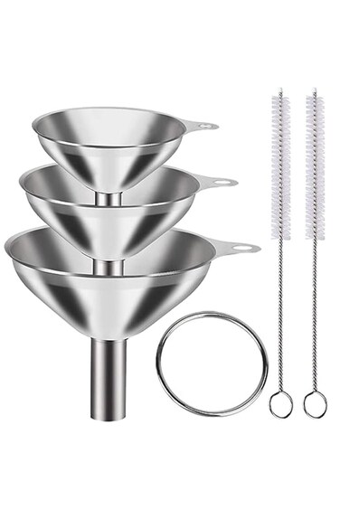 ALMEKAQUZ 6Pcs Stainless Steel Funnel, Large Small Funnel Set of 3, Food Grade Mini Funnels for Kit