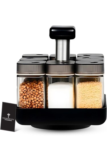 KHOBARCITY Glass Spice Jars kitchen storage containers food organizer box Durable Spice Storage Rac