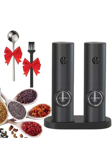 DORAIMI123 Electric Salt and Pepper Grinder Set, One-Handed, Battery Powered, Adjustable Coarseness