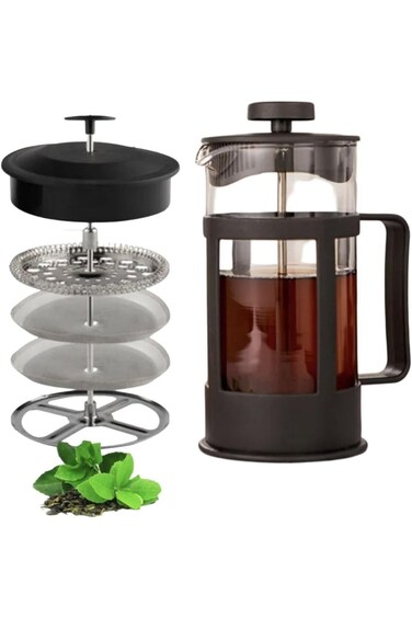 K R M French Press, 1000ml Coffee Tea Maker, Coffee Tea Pot with 4 layers Stainless Steel Filter an