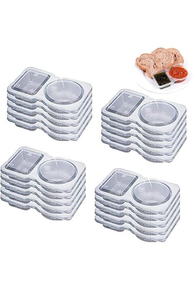 20 Pack Double Compartment Condiment Container, Chili Oil Salad Box, Snack Container, Condiment Con