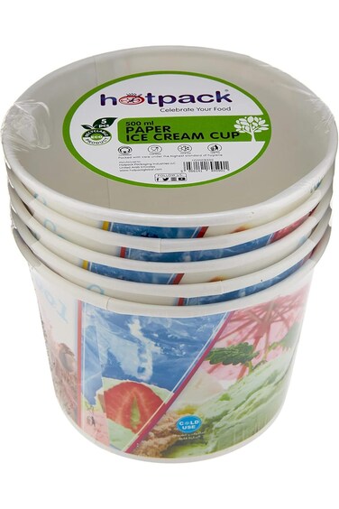 Hotpack Paper Ice Cream Cup 500ml - 5 Pieces