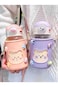 Kawaii Water Bottle for Girls Cute Water Bottles with Straw, Portable Leakproof Kawaii Bear Water B