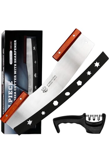 AILUROPODA Pizza Cutter 16" Large Blade Rocker Very Sharp Pizza Slicer 30Cr13 Stainless Steel Pizza