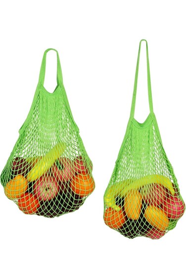 Autrucker Reusable Net String Shopping Bags 2PCS Washable Cotton Net String Shopping Bag with Handl