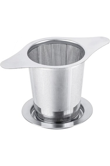 مصفاة شاي عالمية من Oasisgalore مع غطاء وفلتر من الفولاذ المقاوم للصدأ يناسب الأكواب وأباريق الشاي والآمنة غذائيًا