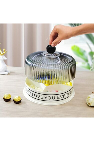 Kitchen Basket Organizer Divider for Food Storage, Stackable grey Clear Round Plastic Container wit