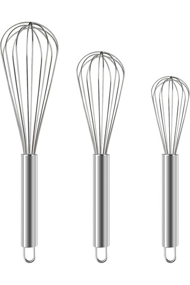 مجموعة خفاقات صغيرة معدنية كبيرة من YLYL، مكونة من 3 قطع، خفاقات سلكية من الفولاذ المقاوم للصدأ للطهي والخبز، P