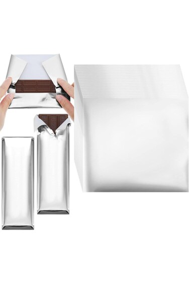 Durku 200 Pcs Chocolate Candy Wrappers Aluminum Foil, Candy Bar Wrappers with Thick Paper Backing F