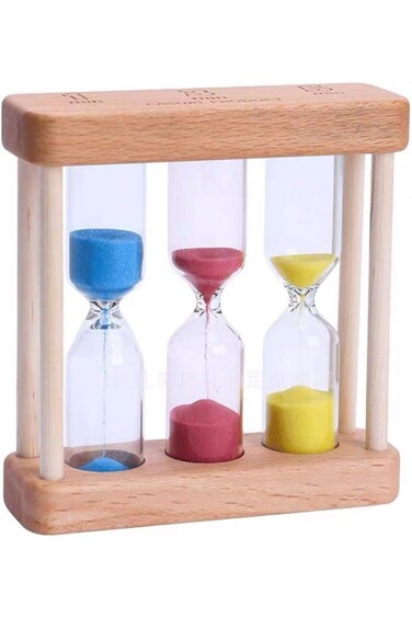 SYOSI Wooden Sand Hourglass Timer Wood Frame Hourglass Sandglass Sand Clock Timer 1+3+5 Minute Mini