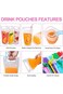 KASTWAVE Drink Pouches for Adults, Reusable Juice Pouches for Drinks with Straws Silicone Funnel, 5