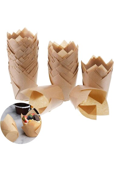 200PCS Tulip Cupcake Liners, Tulip Baking Cups with Greaseproof, Tulip Cupcake Paper, Tulip Muffin