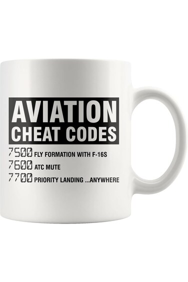 Panvola Aviation Cheat Codes Pilot Airplane Aerospace Student Coffee Ceramic Mug (11 oz)