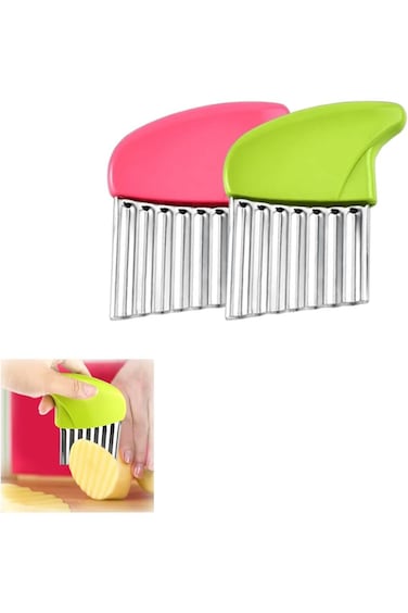 Duomama 2pcs Stainless Steel Crinkle Slicer for Potato, Carrot, and Vegetable Waves - French Fry Sl