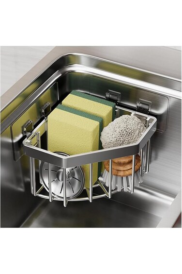 Khazna Sink Sponge Holder, Corner Sink Caddy, Sink Organizer for Kitchen Bathroom Save Space Triang