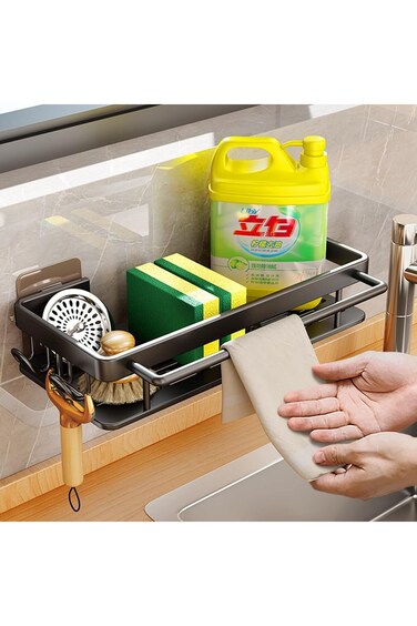 VAODO Sink Caddy, Kitchen Sink Sponge Holder, Soap Dish Brush Holder Organizer for Kitchen, Sink Sa