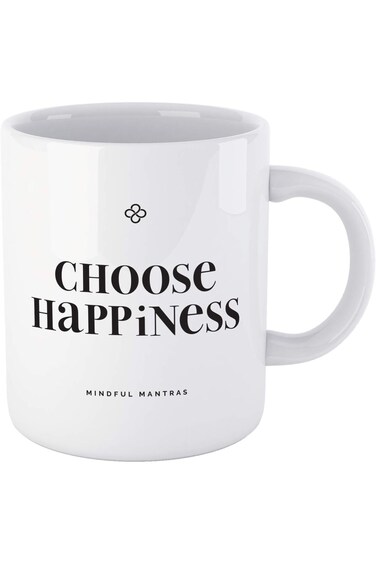 Mindful Mantras Inspirational Coffee &amp; Tea Mugs &ndash; CHOOSE HAPPINESS - Motivational Affirmation Mug t