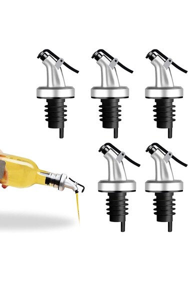 5 Pack Oil Pourer Spout, Olive Oil Bottle Stopper Spout Leak-Proof Dispenser Wine Pourer for Olive