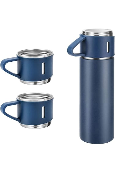 Yelofy Stainless Stainless Steel Vacuum Flask Bottle Set with 3 Steel for HOt and Cold Drinks Cups