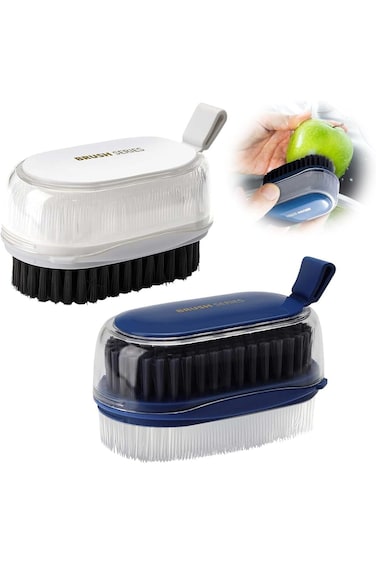 SYOSI 2Pcs Vegetable Brush with Two-Sided Hard &amp; Soft Brushes, Potato Scrubber Veggie Wash Brush wi