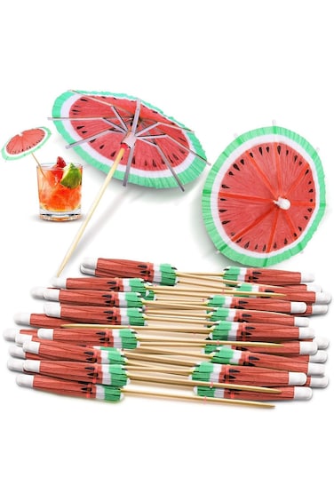 MAKINGTEC Drink Umbrella Decorative Toothpick, Watermelon Paper Umbrella Cocktail Decorative Umbrel