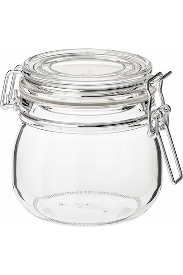 Glass Storage Jar with Lid, 0.5 L, Clear