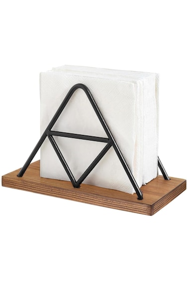 Tazweeq Napkin Holder, Freestanding Metal Paper Holder, Black Metal Wire Triangle Napkin Holder for