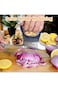 ALMEKAQUZ 3 Pcs Onion Slicer, Onion Holder for Slicing Stainless Steel Vegetable Slicer Tomato Cutt